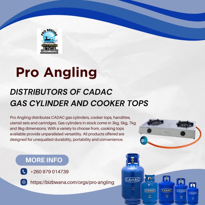 Distributors of CADAC gas cylinder and cooker tops