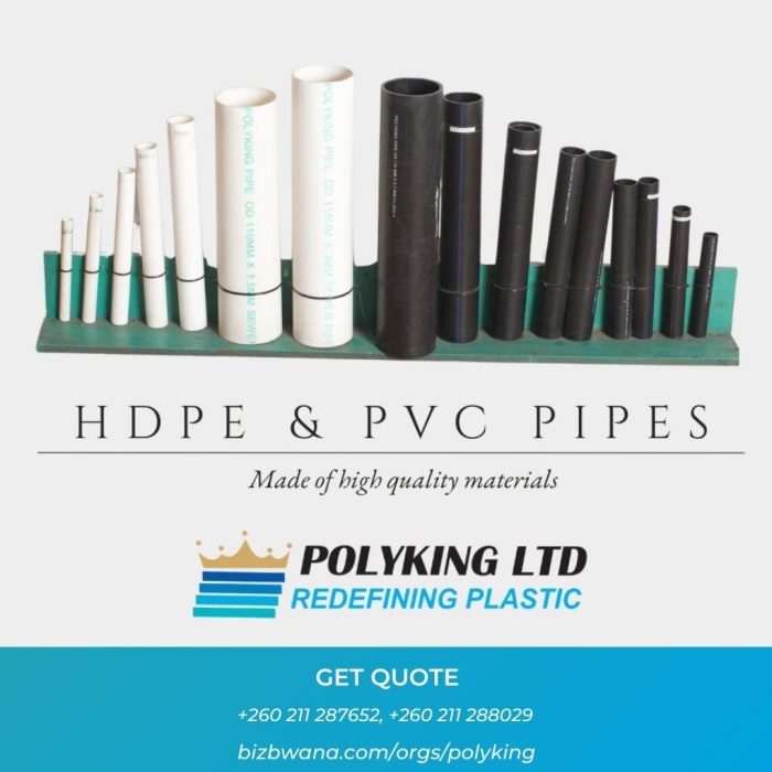 Superior quality HDPE (Poly) and PVC pipes
