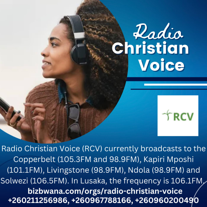 Radio Christian Voice (RCV) is a popular Christian radio station based in Lusaka, Zambia.