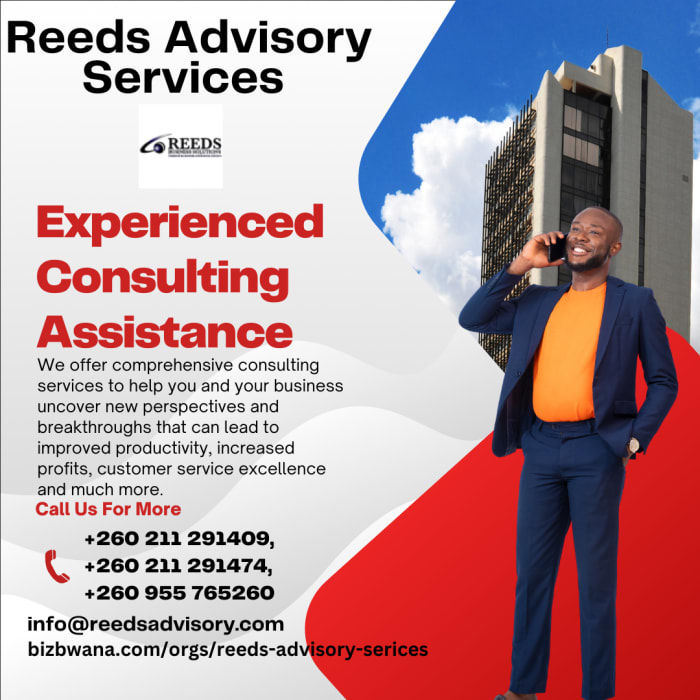 Reeds Advisory Services Ltd is a leading consulting firm based in Lusaka, Zambia that offers top-notch Corporate and Business Advisory services