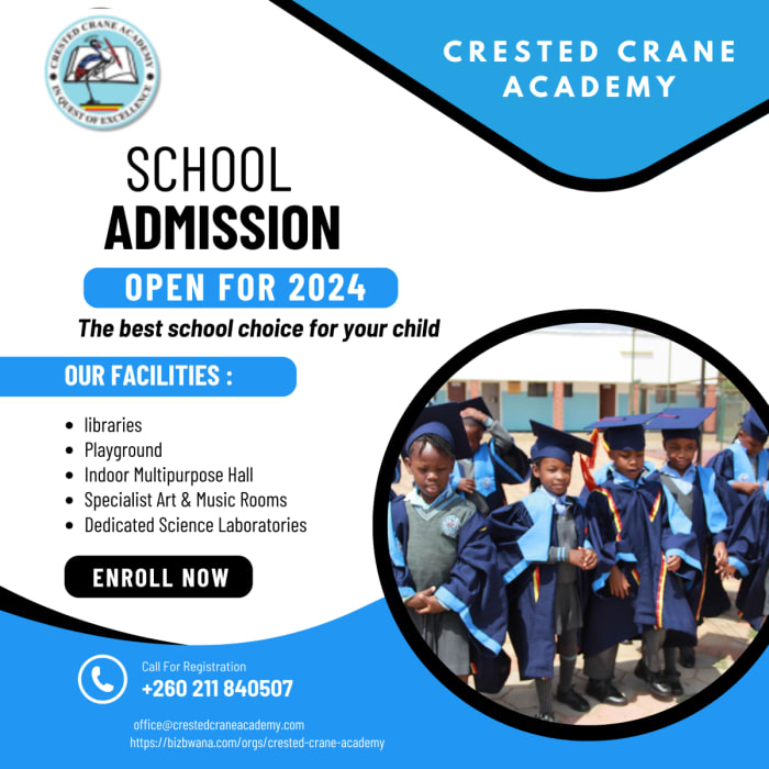 ENROLMENT IS ON FOR 2024 at Crested Crane Academy, 