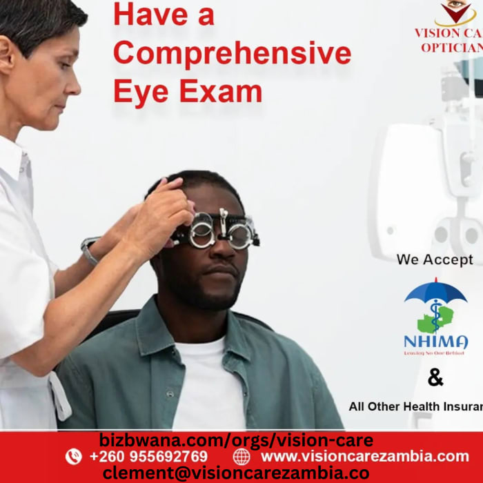 Comprehensive eye check by Vision Care Opticians in Lusaka, Zambia is a thorough examination that can help detect and treat eye problems early 