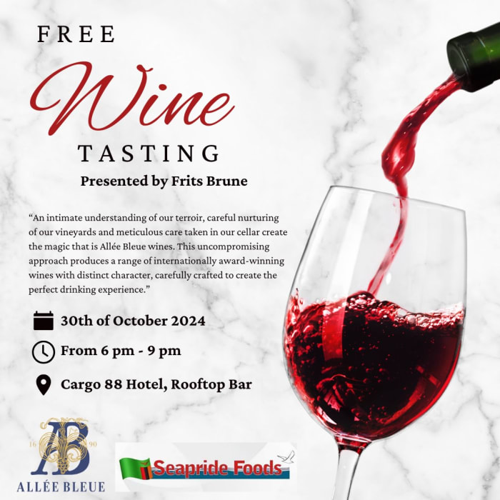 Free Wine Tasting at Cargo88 Hotel with Allée Bleue wines