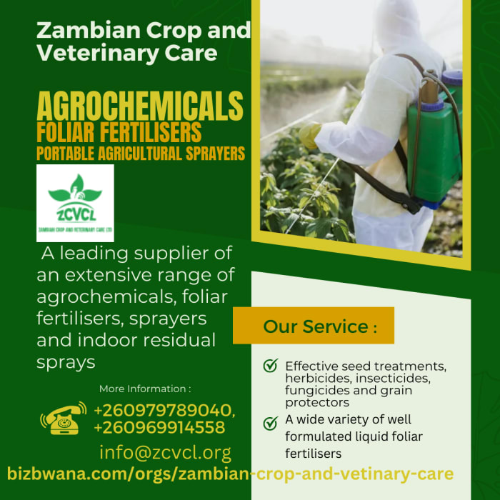 Zambian Crop and Veterinary Care Ltd is a company based in Lusaka, Zambia that specializes in providing crop and veterinary care services. 