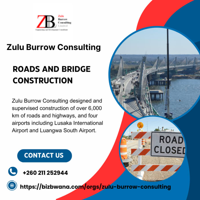 Professional design and/or supervision of roads, runways and taxiways as well as bridges