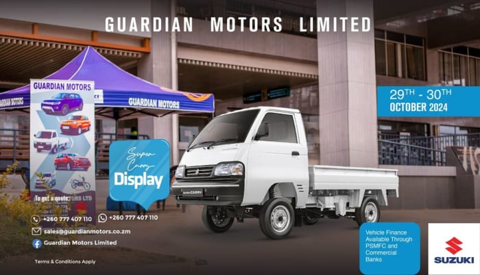 Exciting news! Guardian Motors is showcasing the Suzuki Super Carry at Levy Mwanawasa General Hospital.