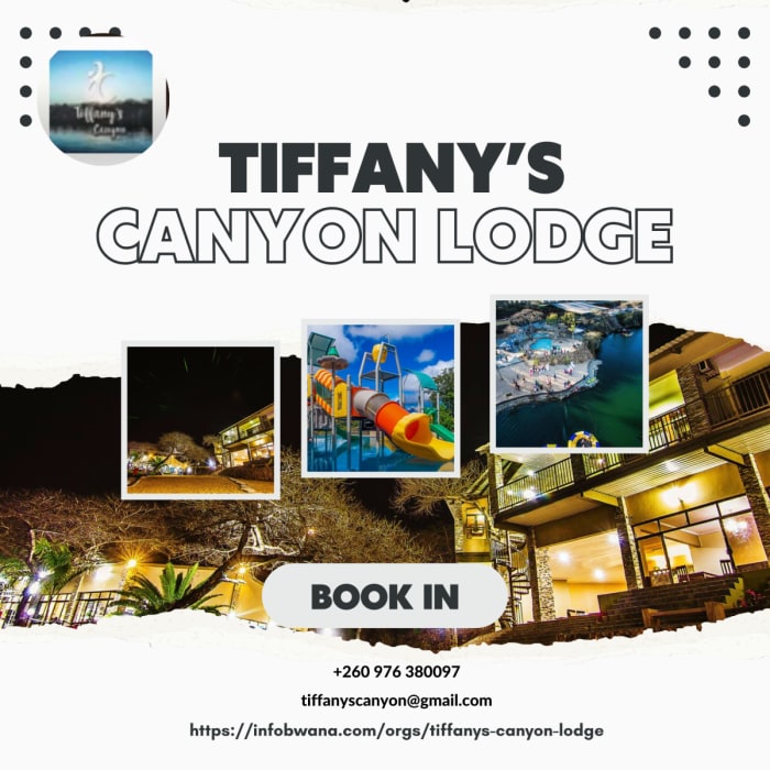 Tiffany's Canyon Lodge is a beautiful and serene accommodation located in the heart of Lusaka, Zambia. 