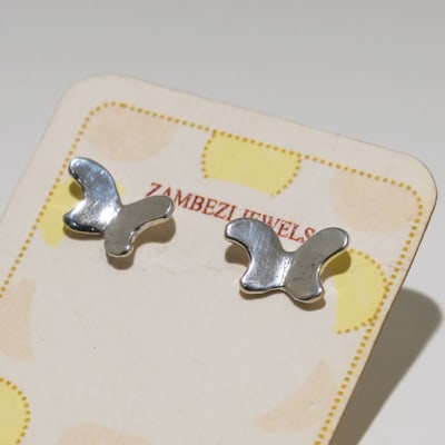 Silver earring butterfly stud image