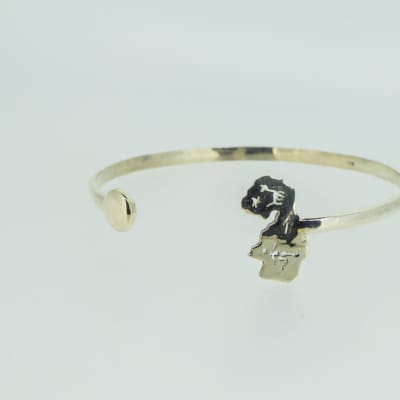 Silver bangle with Zambia map image