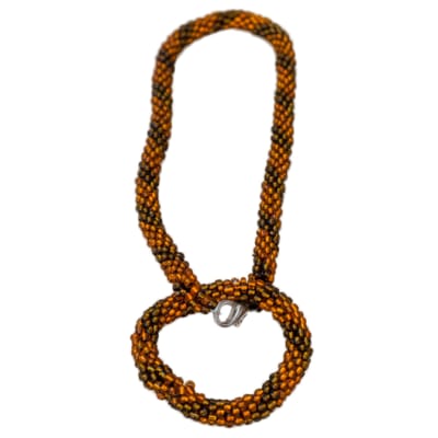 Beaded Dark Yellow Rope Necklace & Bracelet image