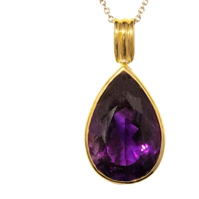 Yellow Gold Amethyst  Tear Drop Pendant  image