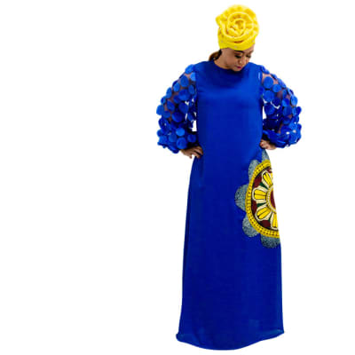 Ankara maxi dress - Blue, yellow image