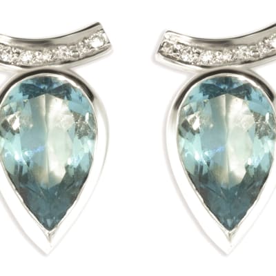 White Gold  Aquamarine  Drop Earrings image