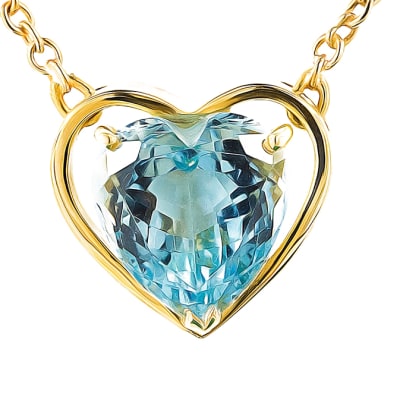 Yellow Gold  Aquamarine  Heart Necklace  image