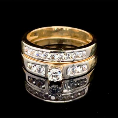 Channel-Set Bridal Set Gold Wedding Ring image