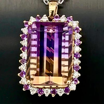 Rectangular Tourmaline Yellow Gold Pendant image