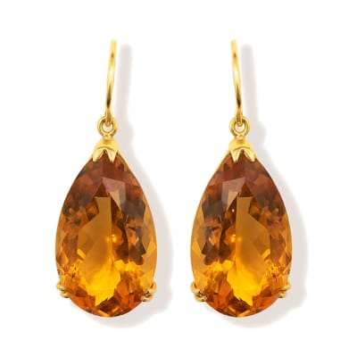 Tear Drop Citrine  Cage Earrings image