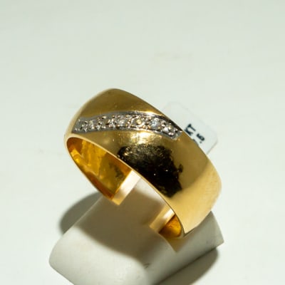 Yellow Gold Diamond Pave Set Men's Wedding Band image