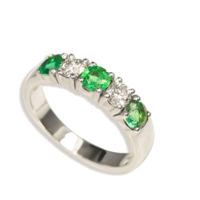 White Gold Emerald & Diamonds  Pave Ring  image