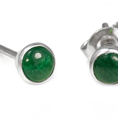 White Gold  Emerald  round Stud Earrings  image