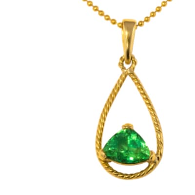 Yellow Gold Emerald  Twisted Tear Drop Pendant image