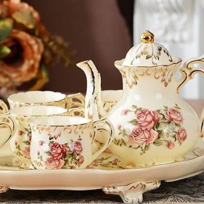 European coffee cup pot tea cup with a complete set of 8 - A086 image