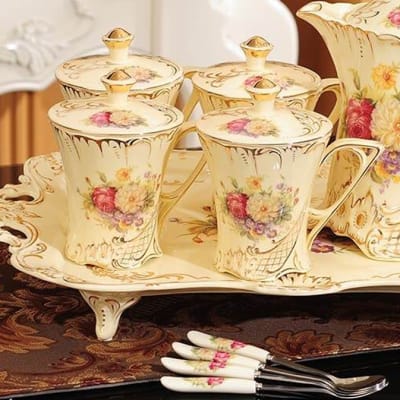 European water cup with tea cup set ceramic - 28918432575 image