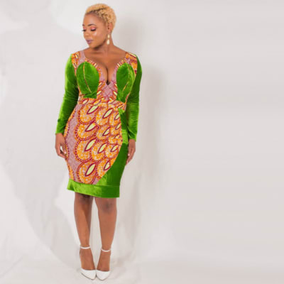 Sheath dress overlayed with chitenge image
