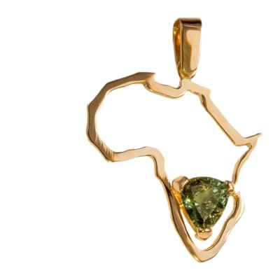 Yellow Gold Green Tourmaline  Africa Pendant  image