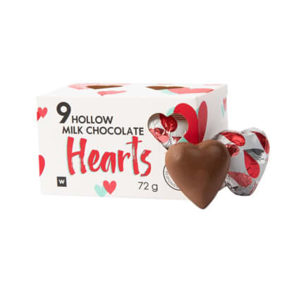 Woolworths  9 Hollow Milk Chocolate Hearts image