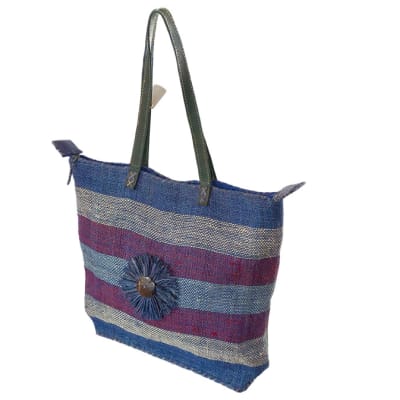 Shoulder Bag Malagash  with Bands of Blue Grey Purple  image