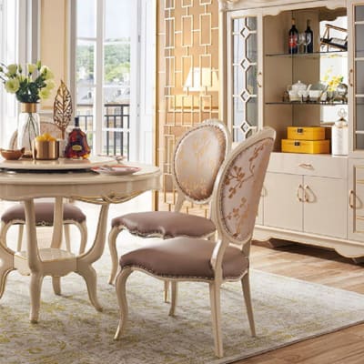 Round Dining table with on table swivel serving tray with five chairs - Model 901  905 image