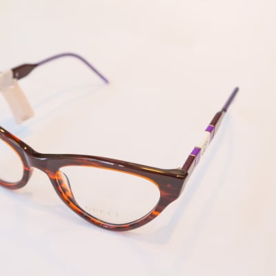 Gucci Frames, Brown with Purple and Gold Accents image