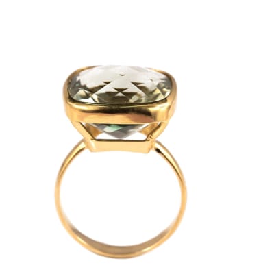 Yellow Gold Prasiolite  Cushion Ring  image