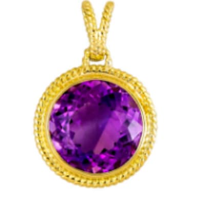 Round Pendant Amethyst  Yellow Gold Girdle  image