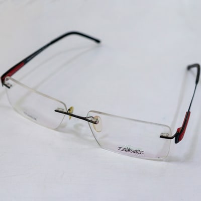 Rimless Eyeglass Frames  - Black & Red image