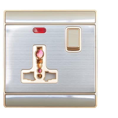 Silver Universal Socket with Switch & Indicator image