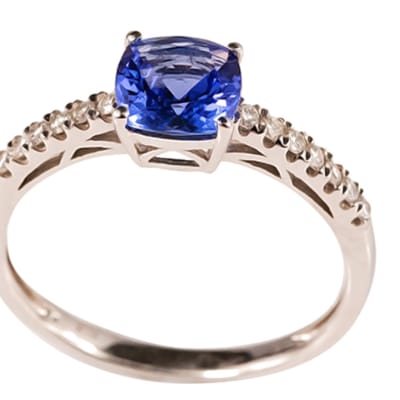 White Gold Tanzanite & Diamonds  Pave Ring  image