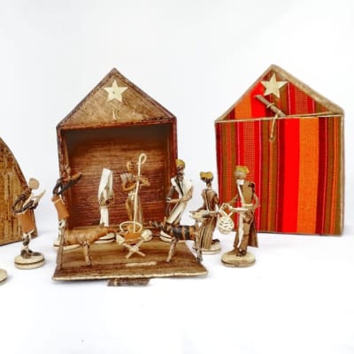 African Christmas Nativity Scene with background image