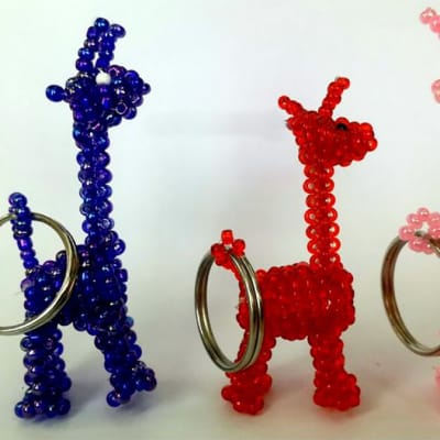 Beaded giraffe key rings image