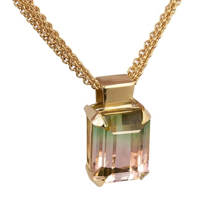 Yellow Gold  Tourmaline Tapered  Cage Pendant image