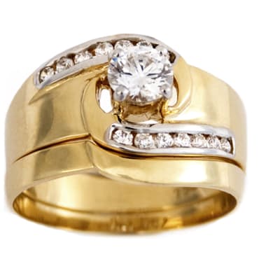 Twist Bypass Bridal Set Gold Wedding Ring  image