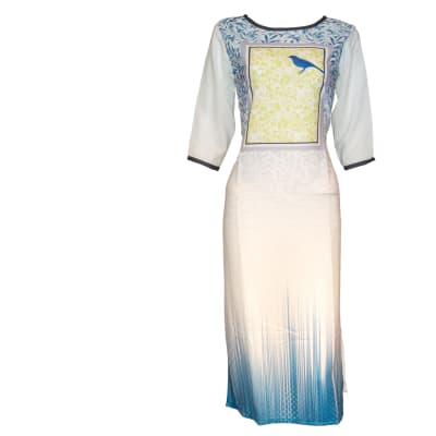 Kurti Pisha white and blue image