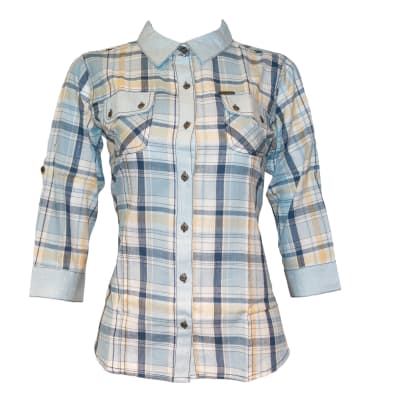 Kurti Casual Top blue and yellow checked K450 image