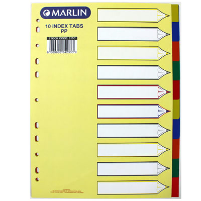 File Dividers 10 tab colour PVC image