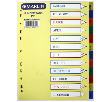 File Dividers Jan-Dec PVC image