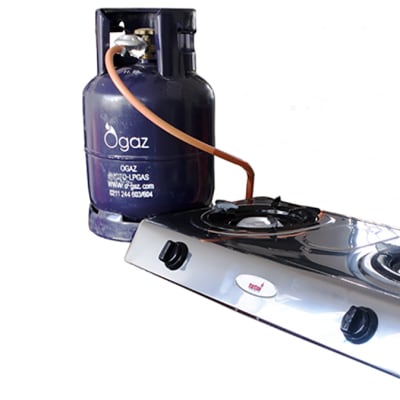 9kg LPG, gas & stainless steel 2 plate stove set image