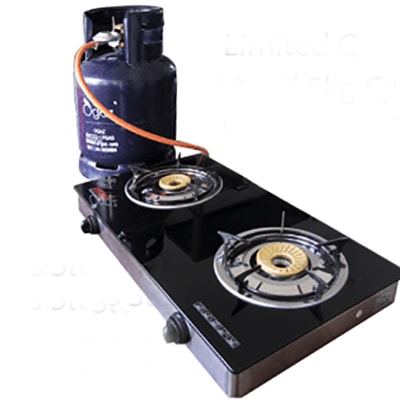 9kg LPG, gas & glass top 2 plate stove set image