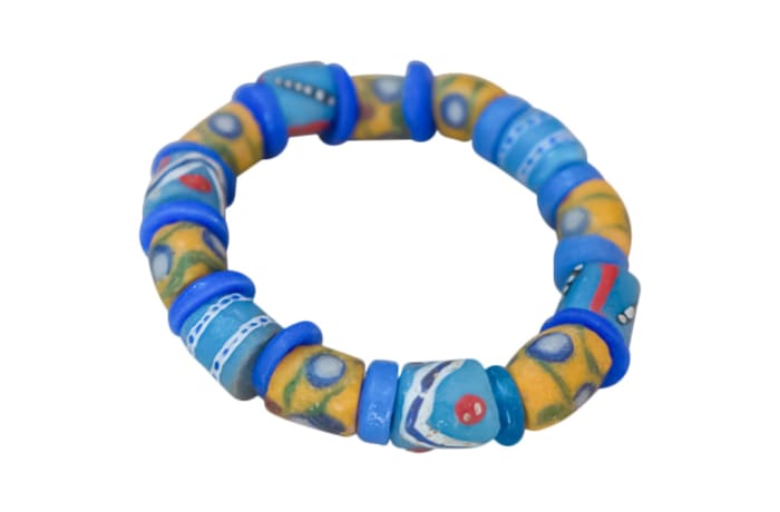 Bracelet Assorted Beads Blue and Yellow 