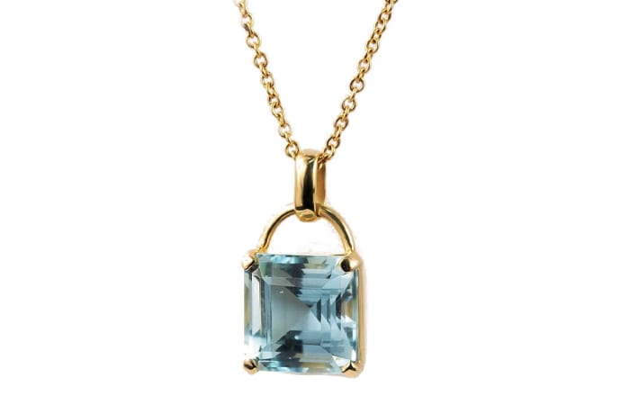 Yellow Gold Aquamarine  Hand Bag Pendant